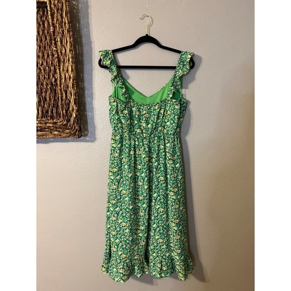 Jessica Simpson Dress L Large Green Floral Stretch Summer Washable - Picture 8 of 9